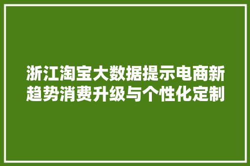 浙江淘宝大数据提示电商新趋势消费升级与个性化定制  第1张