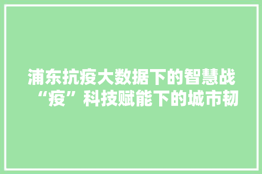 浦东抗疫大数据下的智慧战“疫”科技赋能下的城市韧性  第1张