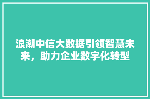 浪潮中信大数据引领智慧未来，助力企业数字化转型