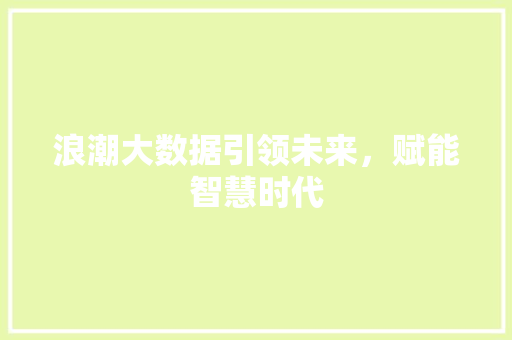 浪潮大数据引领未来，赋能智慧时代  第1张
