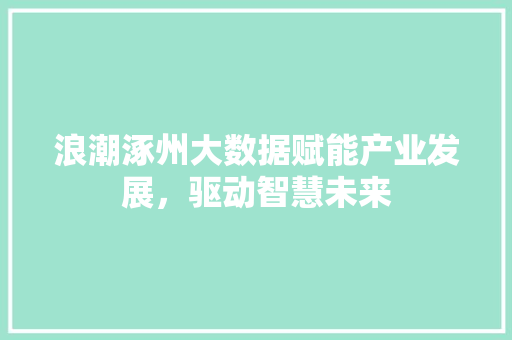 浪潮涿州大数据赋能产业发展，驱动智慧未来