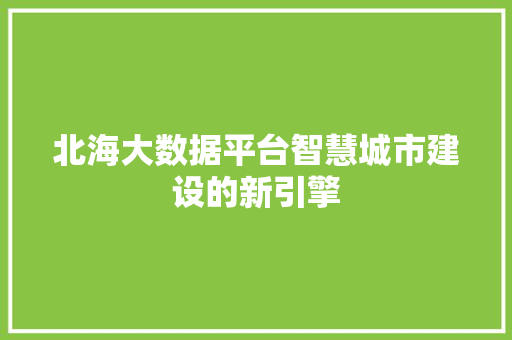 北海大数据平台智慧城市建设的新引擎  第1张