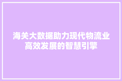 海关大数据助力现代物流业高效发展的智慧引擎  第1张