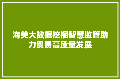 海关大数据挖掘智慧监管助力贸易高质量发展  第1张