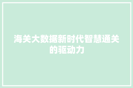 海关大数据新时代智慧通关的驱动力  第1张