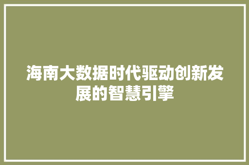 海南大数据时代驱动创新发展的智慧引擎  第1张