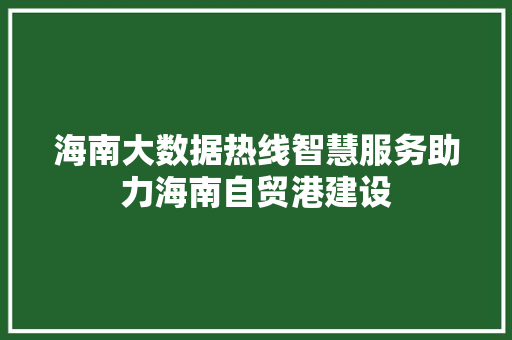 海南大数据热线智慧服务助力海南自贸港建设  第1张