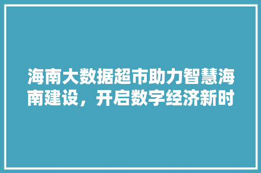 海南大数据超市助力智慧海南建设，开启数字经济新时代  第1张