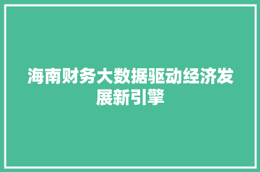 海南财务大数据驱动经济发展新引擎