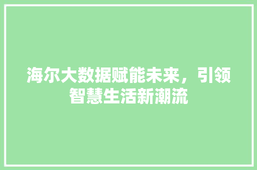 海尔大数据赋能未来，引领智慧生活新潮流