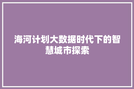 海河计划大数据时代下的智慧城市探索
