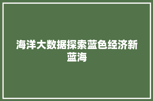 海洋大数据探索蓝色经济新蓝海  第1张