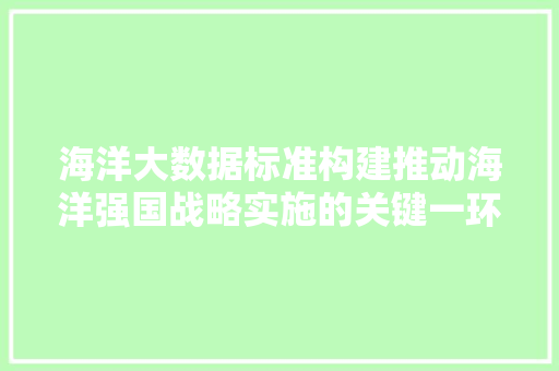 海洋大数据标准构建推动海洋强国战略实施的关键一环  第1张