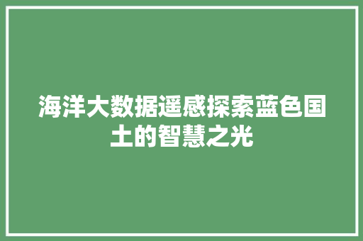 海洋大数据遥感探索蓝色国土的智慧之光  第1张