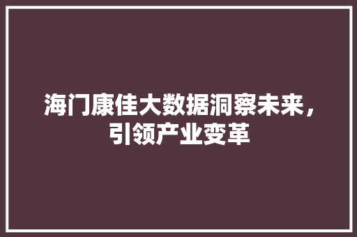 海门康佳大数据洞察未来，引领产业变革