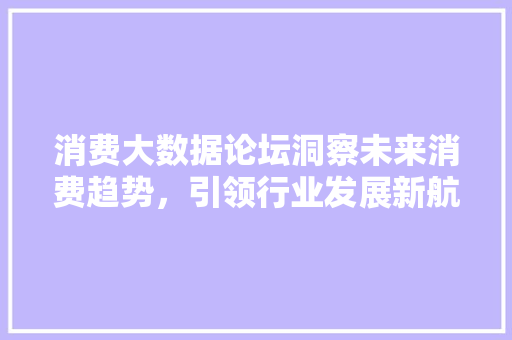 消费大数据论坛洞察未来消费趋势，引领行业发展新航向  第1张