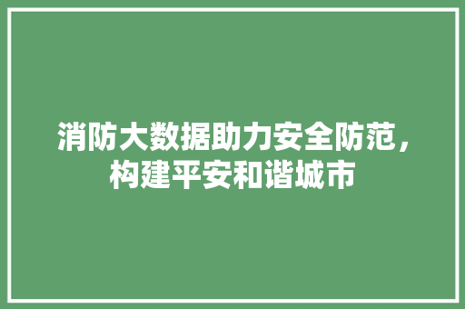 消防大数据助力安全防范，构建平安和谐城市  第1张