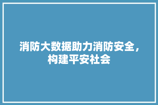 消防大数据助力消防安全，构建平安社会  第1张