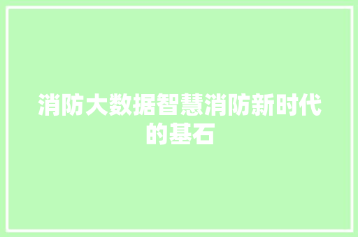 消防大数据智慧消防新时代的基石  第1张