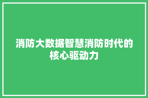 消防大数据智慧消防时代的核心驱动力  第1张