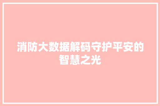消防大数据解码守护平安的智慧之光  第1张