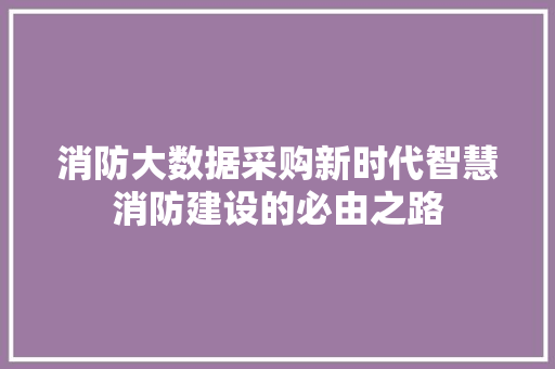 消防大数据采购新时代智慧消防建设的必由之路  第1张