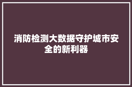 消防检测大数据守护城市安全的新利器  第1张
