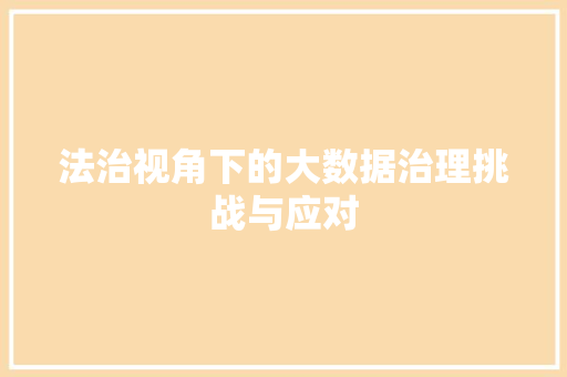 法治视角下的大数据治理挑战与应对  第1张