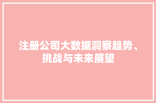 注册公司大数据洞察趋势、挑战与未来展望