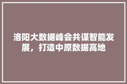 洛阳大数据峰会共谋智能发展，打造中原数据高地