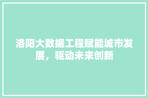 洛阳大数据工程赋能城市发展，驱动未来创新  第1张