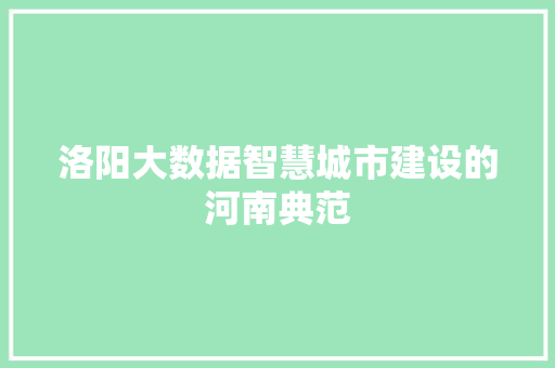 洛阳大数据智慧城市建设的河南典范  第1张