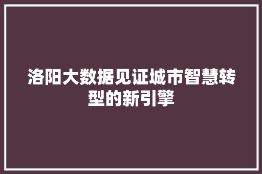 洛阳大数据见证城市智慧转型的新引擎  第1张