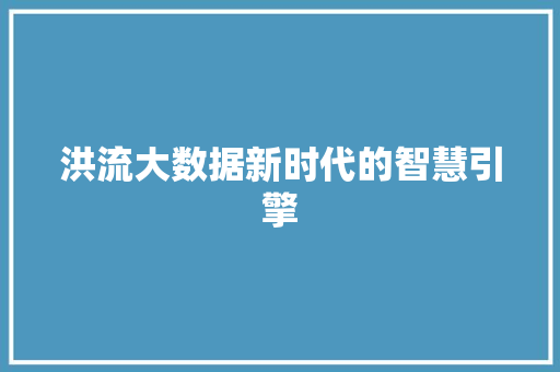 洪流大数据新时代的智慧引擎