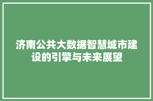 济南公共大数据智慧城市建设的引擎与未来展望  第1张