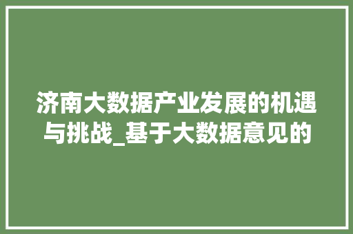 济南大数据产业发展的机遇与挑战_基于大数据意见的分析  第1张