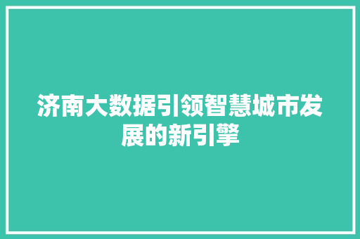 济南大数据引领智慧城市发展的新引擎  第1张