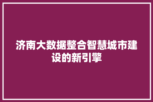 济南大数据整合智慧城市建设的新引擎  第1张