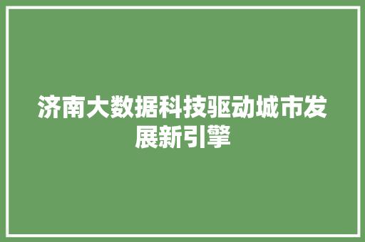 济南大数据科技驱动城市发展新引擎  第1张
