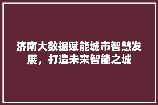 济南大数据赋能城市智慧发展，打造未来智能之城  第1张
