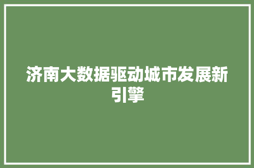 济南大数据驱动城市发展新引擎  第1张