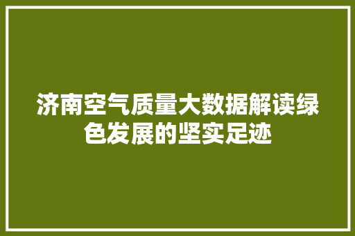 济南空气质量大数据解读绿色发展的坚实足迹