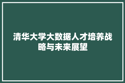 清华大学大数据人才培养战略与未来展望  第1张