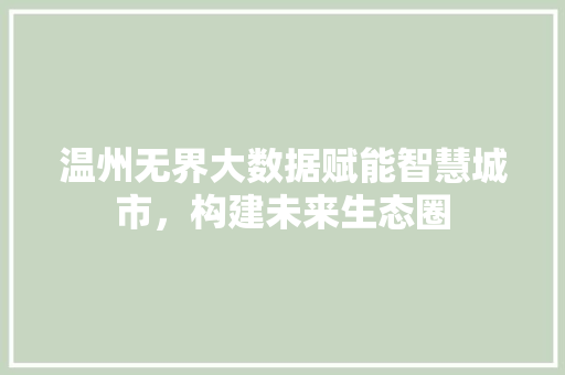 温州无界大数据赋能智慧城市，构建未来生态圈  第1张