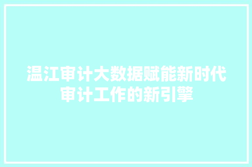 温江审计大数据赋能新时代审计工作的新引擎  第1张