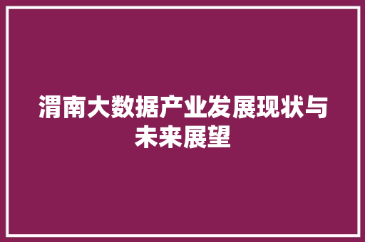 渭南大数据产业发展现状与未来展望  第1张