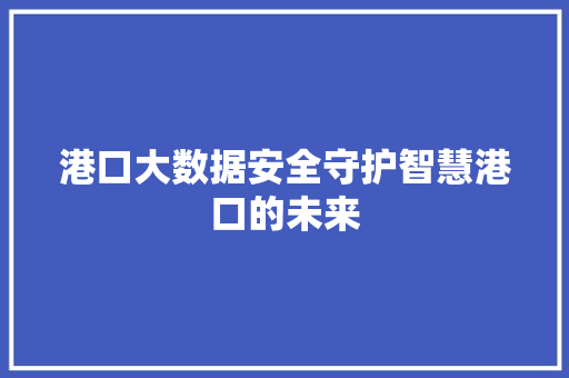港口大数据安全守护智慧港口的未来  第1张