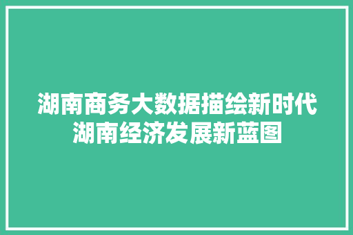 湖南商务大数据描绘新时代湖南经济发展新蓝图  第1张
