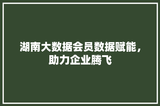 湖南大数据会员数据赋能，助力企业腾飞  第1张