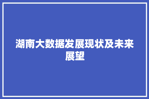 湖南大数据发展现状及未来展望  第1张